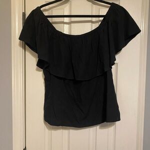 Ava & Viv Off Shoulder Ruffle Blouse - Black